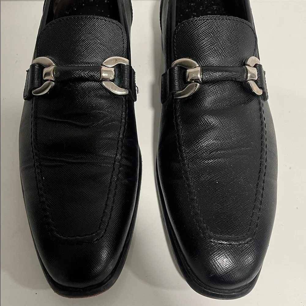 Saks Fifth Avenue Black Leather Horsebit Loafers Italy Vero Cuoio Sz 8